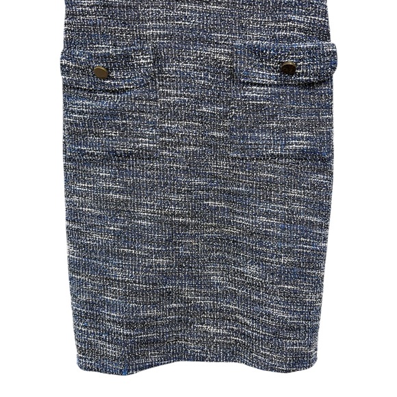 LOFT Tweed Blue Black White Fringe Sheath Career Dress Women's Size 6 NWT - Picture 4 of 12